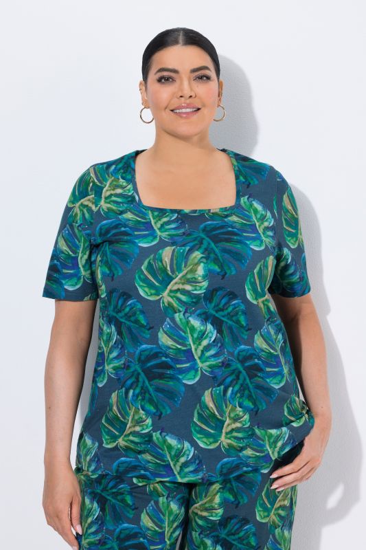 Блуза с принт на листа