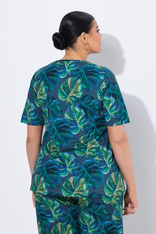 Блуза с принт на листа