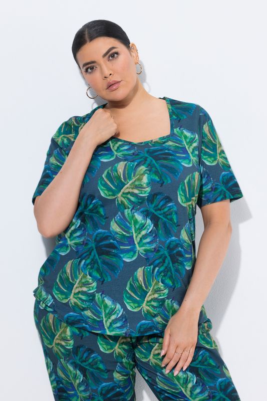 Блуза с принт на листа