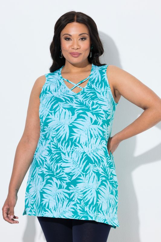 Туника тип потник с принт на листа