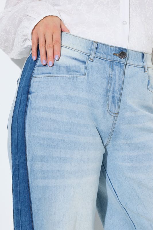 Two-Tone Wide Leg Jeans
