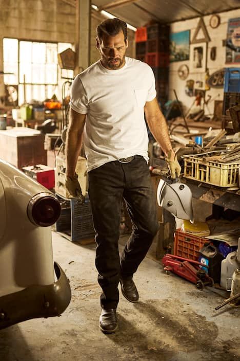 Leather pants, regular fit, 5 pockets, buffalo leather