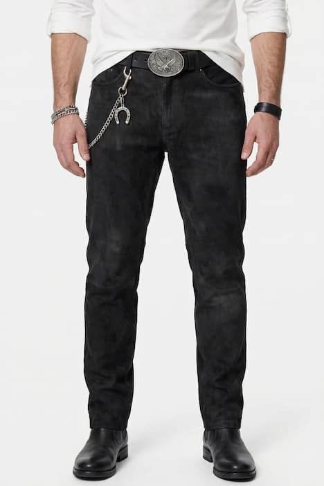 Leather pants, regular fit, 5 pockets, buffalo leather