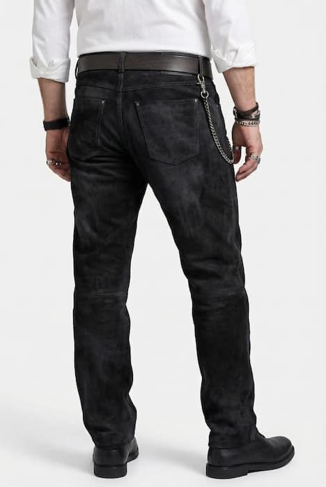 Leather pants, regular fit, 5 pockets, buffalo leather