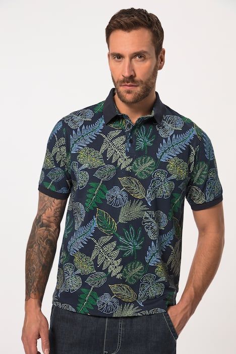 Polo shirt, short sleeve, all-over print, polo collar, up to 8 XL