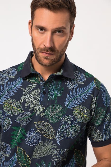 Polo shirt, short sleeve, all-over print, polo collar, up to 8 XL