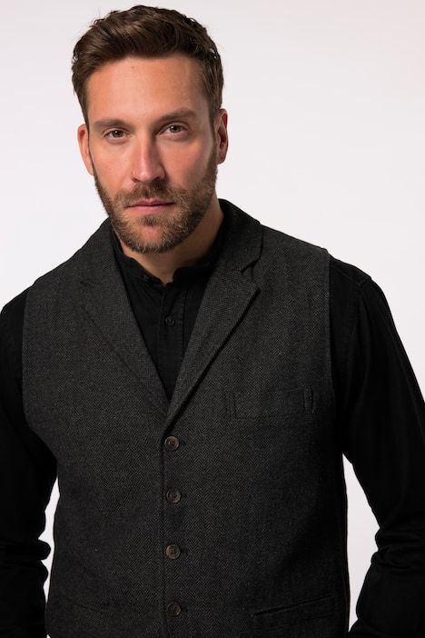 JP 1880 tweed vest FLEXNAMIC®, lapel, knitted back