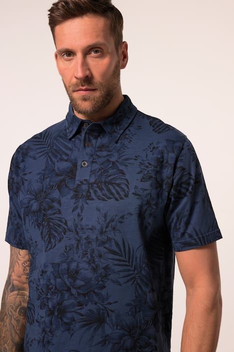 Блуза с яка и принт на палми