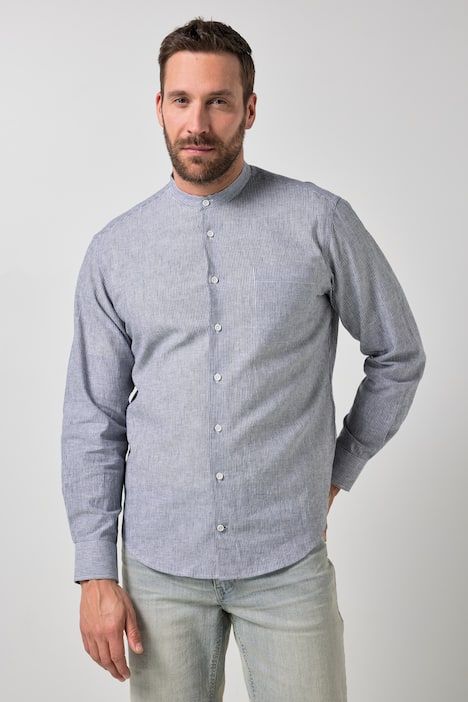 Linen blend striped shirt