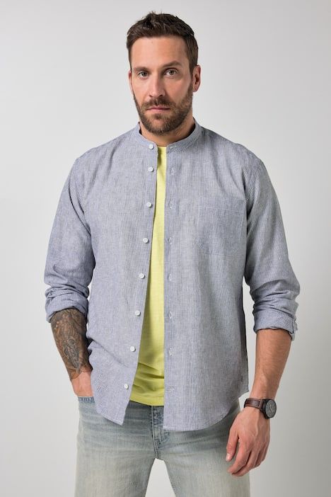 Linen blend striped shirt