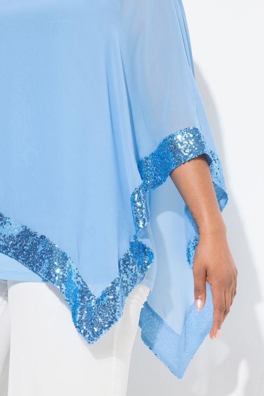 Блуза с пайети и асиметричен акцент