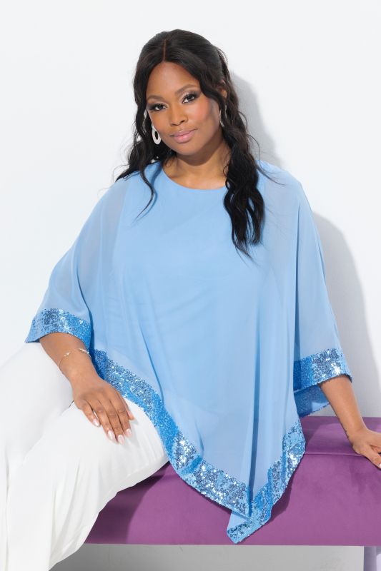 Блуза с пайети и асиметричен акцент