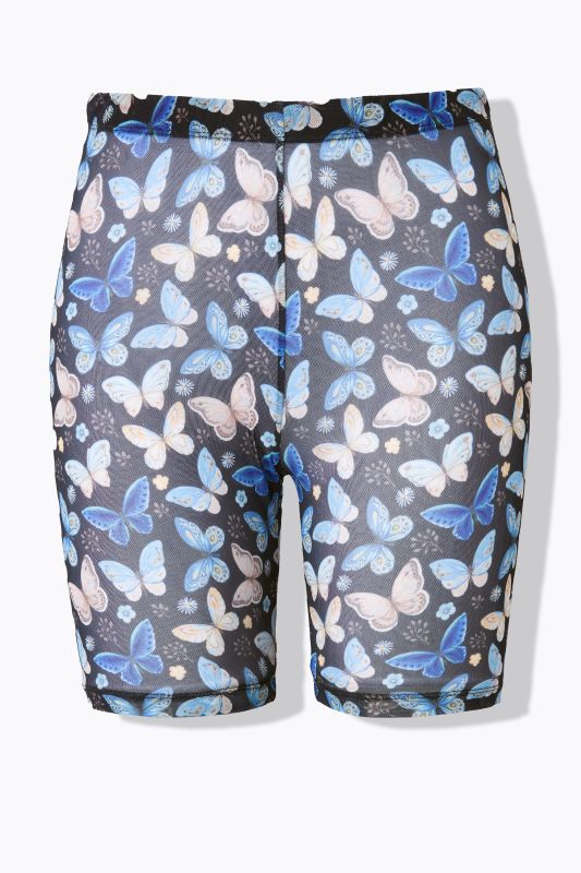 Sheer Butterfly Print Bike Shorts