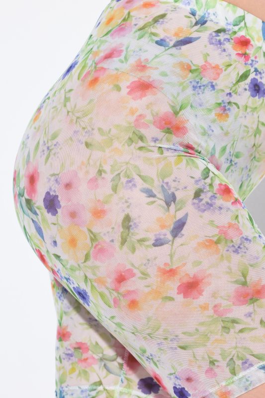 Sheer Floral Bike Shorts