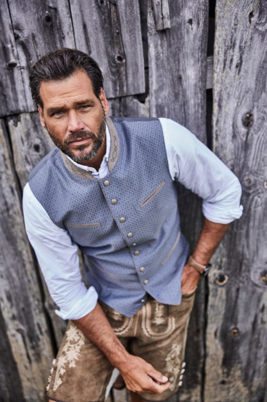 JP1880 waistcoat, traditional costume, embroidered stand-up collar, lined back, up to size 72