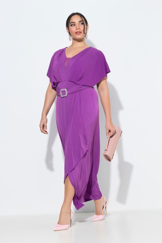 Draped Sleeve Wrap Look Gown