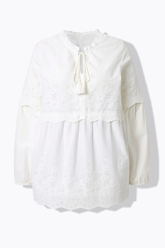 Off-White Eyelet Embroidered Flounce Blouse