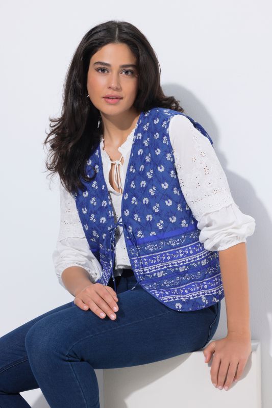 Mixed Print Quilted Vest