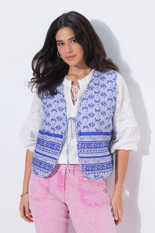 Mixed Print Quilted Vest
