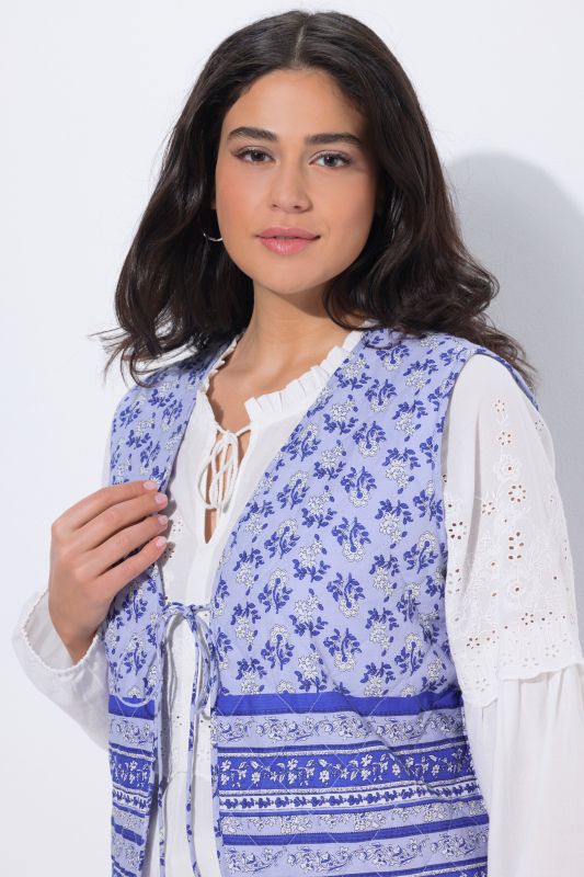 Mixed Print Quilted Vest