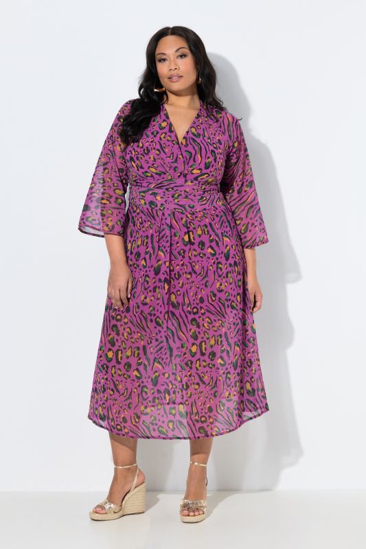 Colorful Leopard Print A-Line Jersey Dress