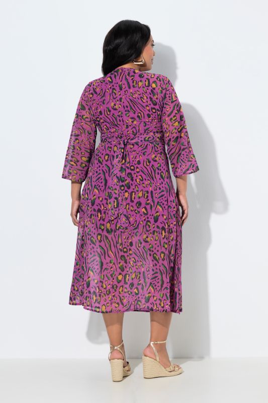 Colorful Leopard Print A-Line Jersey Dress