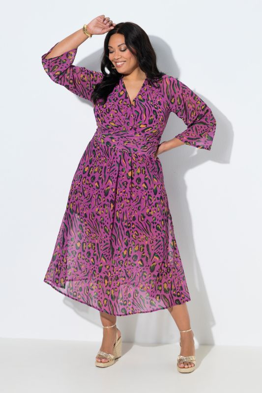 Colorful Leopard Print A-Line Jersey Dress