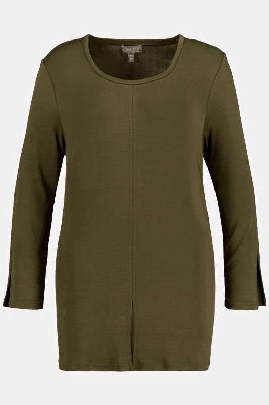 Vent Details A-line Fit Slinky Stretch Knit Top