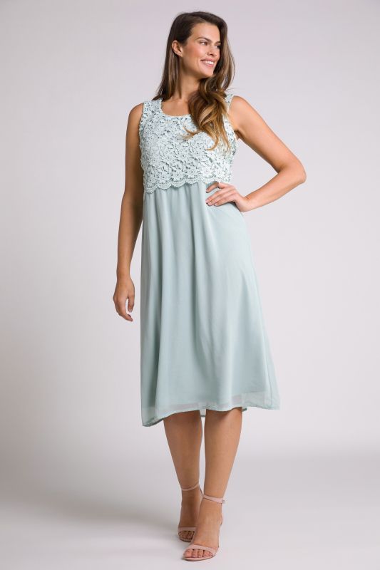 Lace 2 in 1 Look Round Neck Sleeveless Occasion Dress