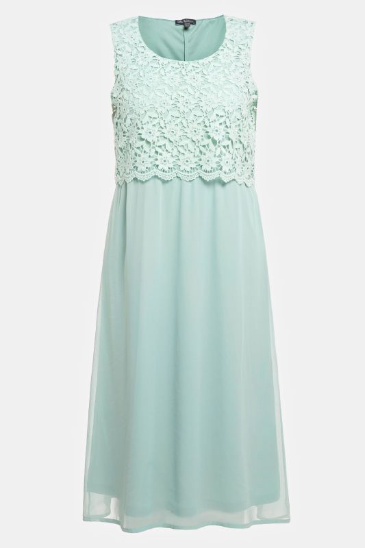 Lace 2 in 1 Look Round Neck Sleeveless Occasion Dress