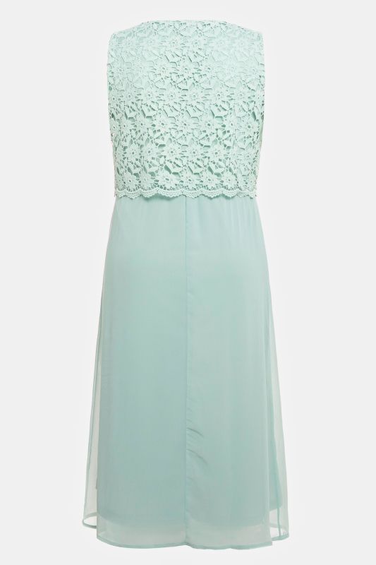 Lace 2 in 1 Look Round Neck Sleeveless Occasion Dress