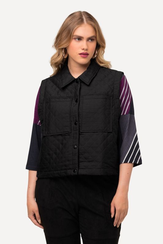 Quilted Snap Front Crop Vest