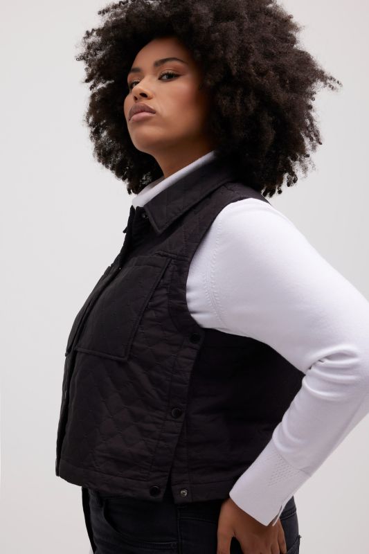 Quilted Snap Front Crop Vest