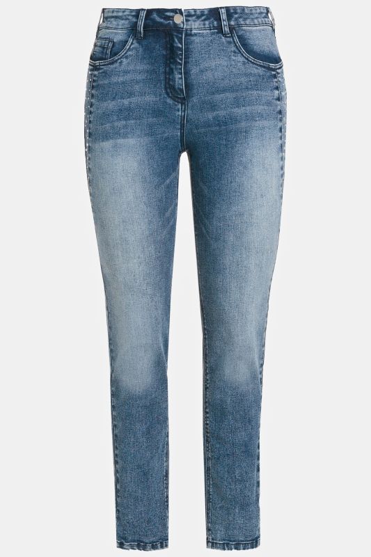 Rhinestone Accent High Waist Slim Leg Sarah Fit Stretch Jeans