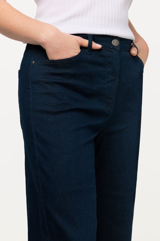 Dark Wash Wide Straight Leg Stretch Jeans
