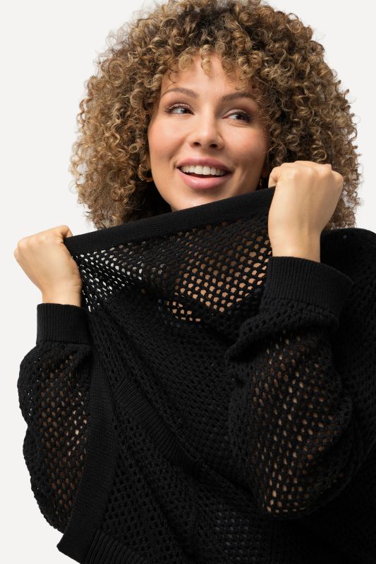 Long Sleeve Fishnet Crocheted Cardigan