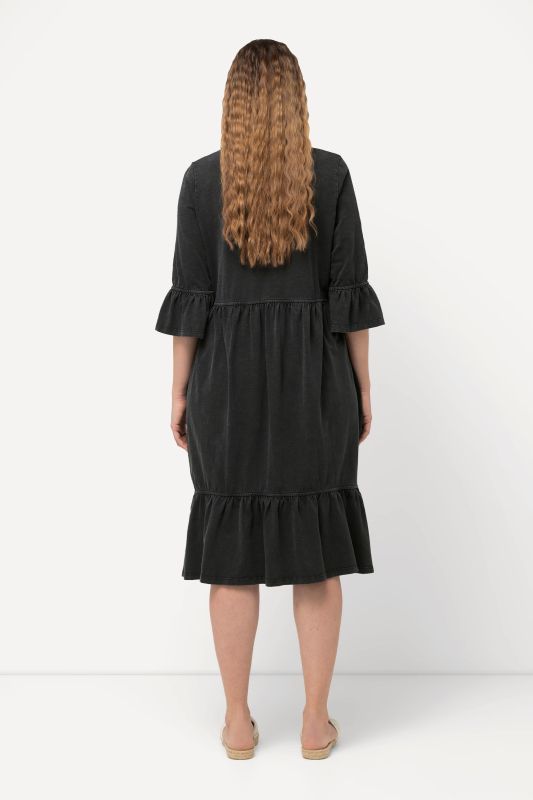 Flounce Panel 3/4 Sleeve Jersey Dress