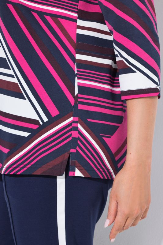 Mixed Stripe 3/4 Sleeve Tee