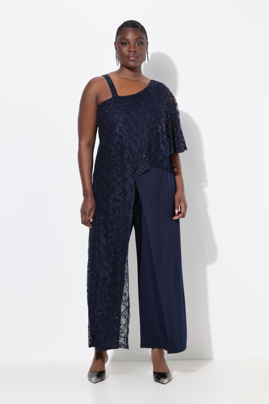 Asymmetric Lace Panel Jumpsuit