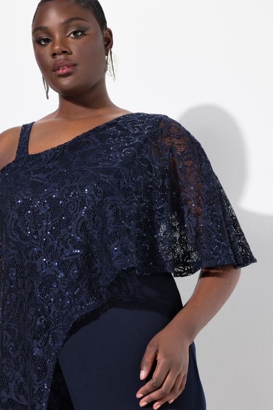 Asymmetric Lace Panel Jumpsuit