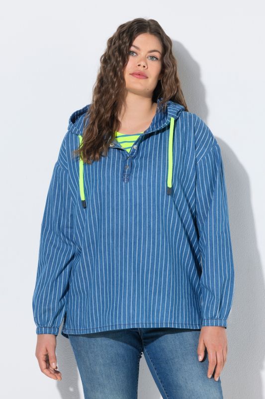 Striped Denim Hoodie