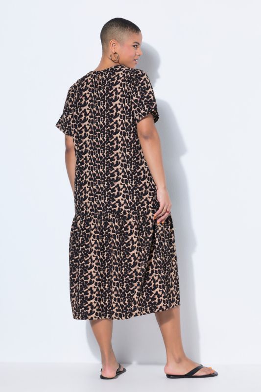 Leopard Print Flounce Panel Dress