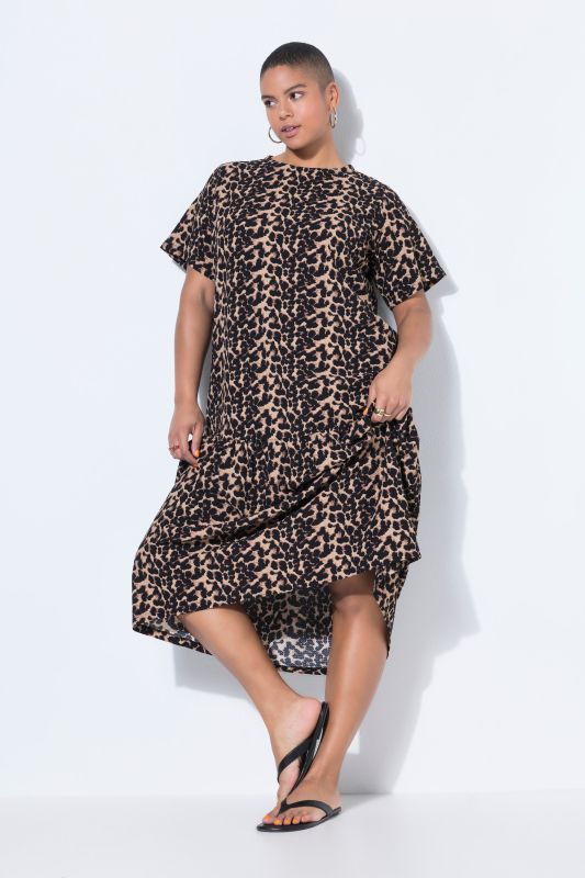 Leopard Print Flounce Panel Dress