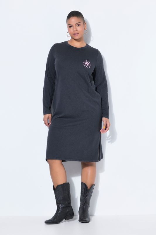 Sun Embroidered Long Sleeve Jersey Dress