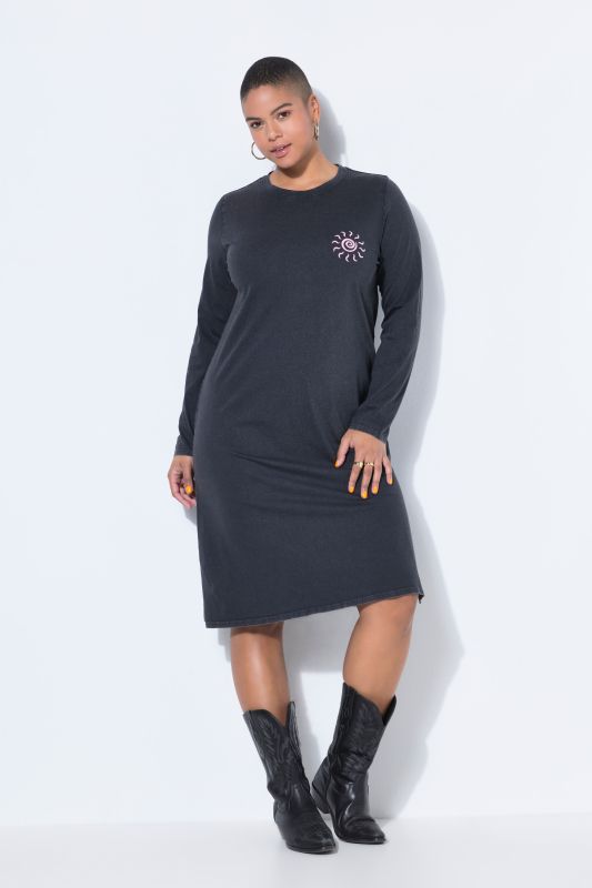 Sun Embroidered Long Sleeve Jersey Dress