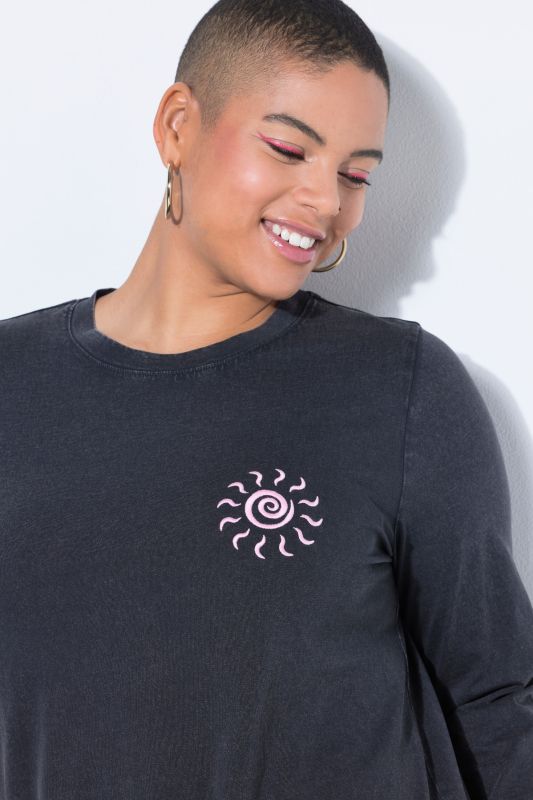 Sun Embroidered Long Sleeve Jersey Dress