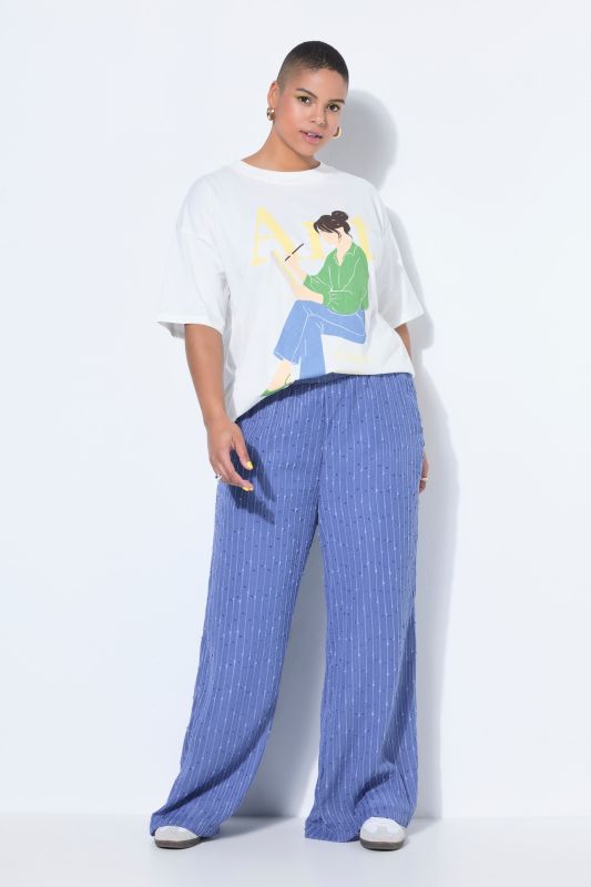 Sequined Pinstripe Elastic Waist Pants