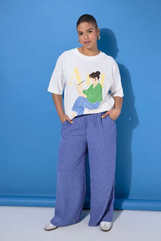 Sequined Pinstripe Elastic Waist Pants