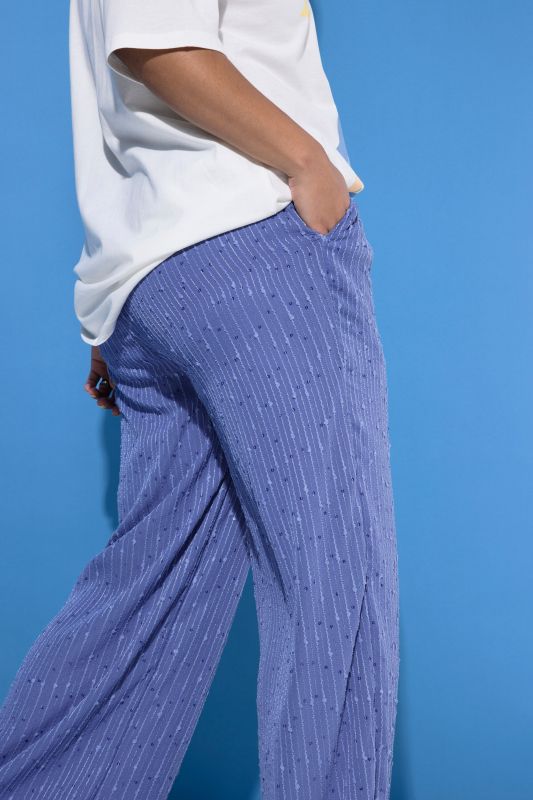 Sequined Pinstripe Elastic Waist Pants