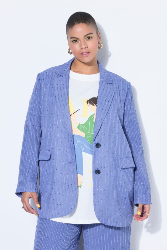Sequined Pinstripe Oversized Blazer